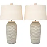 Luna 27" Table Lamp in White Ceramic with Gentle Distressing (Set of 2)